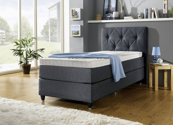 - Boxspringbed met gevoerd hoofdbord, in Farbe ANTRACIET