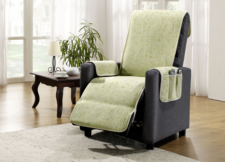 - Fauteuil-, bank- en armleuningbeschermer met een verwarmende omkeerbare zijde, in Größe 101 (Fauteuilbeschermer, 50 x 150 cm) bis 865 (2 armleuningbeschermers, 38 x 55 cm), in Farbe GROEN