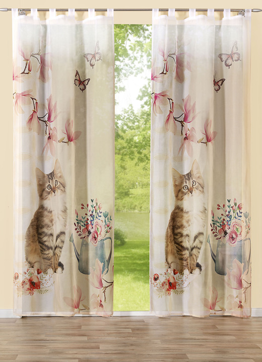 Klassiek - Digitaal bedrukte gordijnen en verduisteringsgordijnen met kattenmotief, in Größe 365 (145 x 120 cm) bis 572 (245 x 120 cm), in Farbe , in Ausführung Deco-overgordijn met lussen