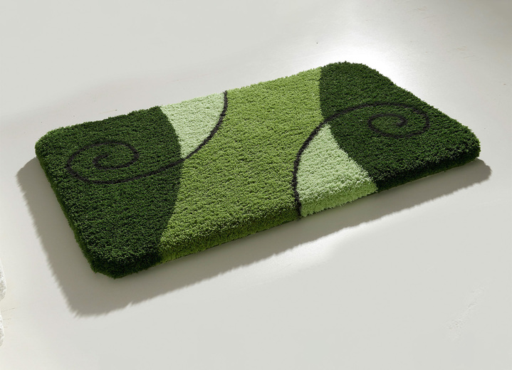 - Badkamerset met antislip latex achterkant, in Größe 100 (Matje, halfrond 50/80 cm) bis Tweedelige set voor toilet op voet, in Farbe GROEN