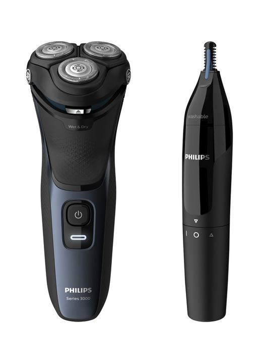 - Philips scheerapparaatserie 3000, in Farbe ZWART/BLAUW, in Ausführung Philips S3134/57 Ansicht 1