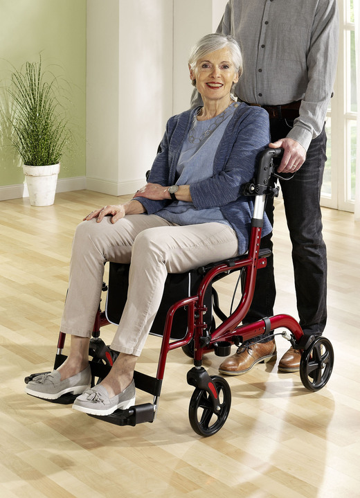 Rollators & rolstoelen - Rollator, ook te gebruiken als rolstoel, in Farbe ROOD Ansicht 1