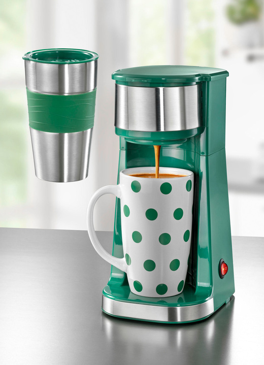 Koffie- & thee - Koffiezetapparaat inclusief thermoskan en keramische mok, in Farbe GROEN Ansicht 1