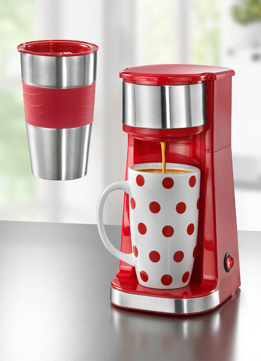 Koffie- & thee - Koffiezetapparaat voor standaard koffiepads en losse koffie, in Farbe ROOD Ansicht 1