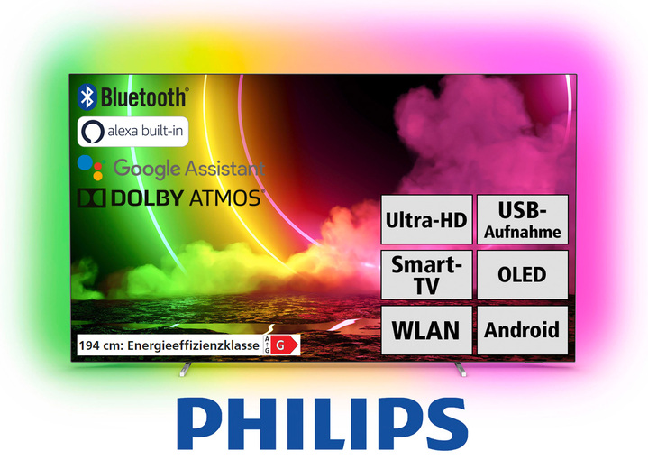 TV - Philips 4K OLED-tv met 4-zijdige Ambilight, in Farbe SILBER Ansicht 1