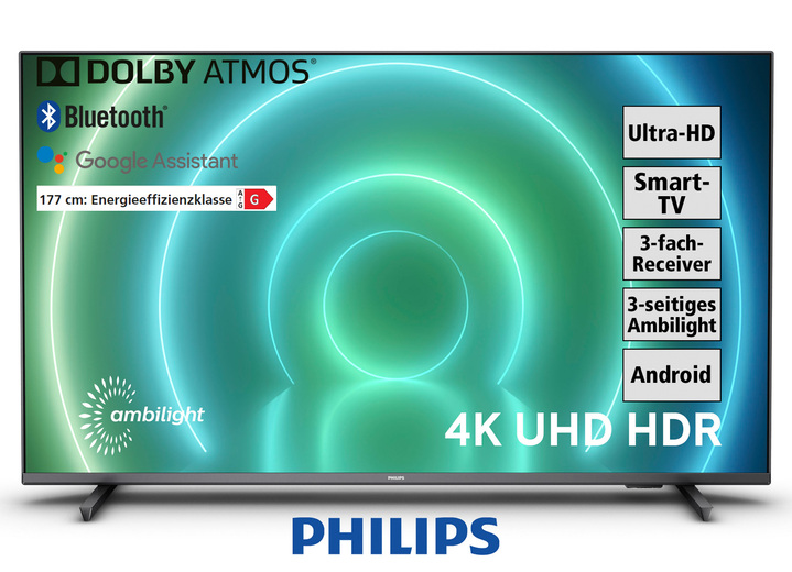TV - Philips 4K Ultra HD Smart Ambilight LED-tv, in Farbe SCHWARZ Ansicht 1