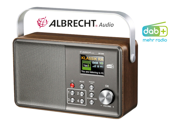 Muziekapparaten - Albrecht DR860 gebruiksvriendelijke DAB+ radio, in Farbe BRAUN Ansicht 1