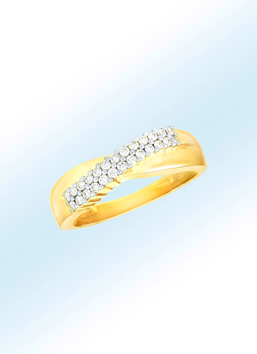 Ringen - Elegante damesring met 26 briljanten, in Größe 160 bis 220, in Farbe