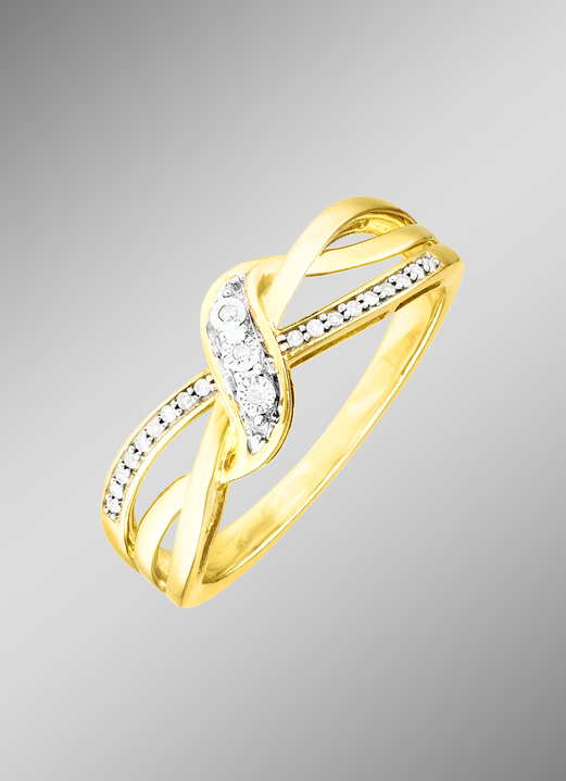 Ringen - Gebloemde damesring met 21 diamanten, in Größe 160 bis 220, in Farbe  Ansicht 1