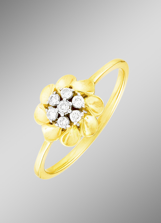 Chique vrouwenring in bloemvorm met 7 diamanten