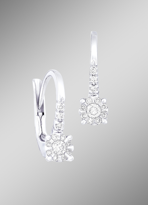Oorbellen - Prachtige oorbellen met 24 briljant geslepen diamanten, in Farbe  Ansicht 1