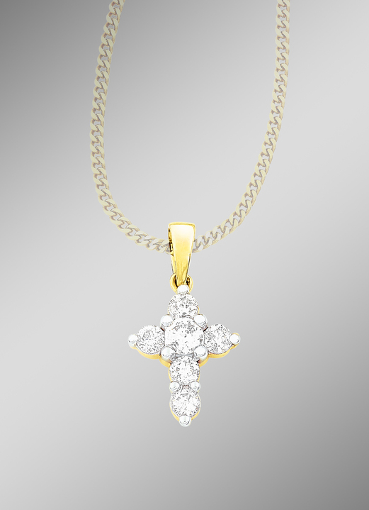- Klassieke kruishanger met 6 diamanten, in Farbe