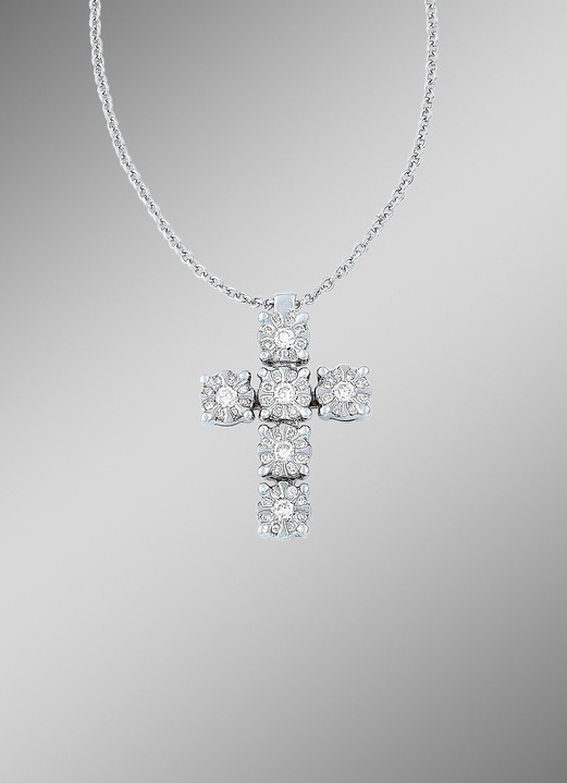 Hangers - Elegante kruishanger met ankerketting en diamanten, in Farbe  Ansicht 1