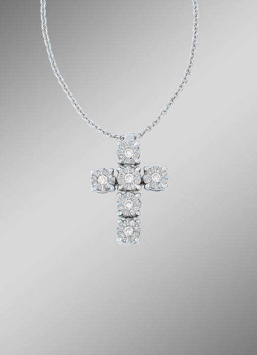 - Elegante kruishanger met ankerketting en diamanten, in Farbe  Ansicht 1