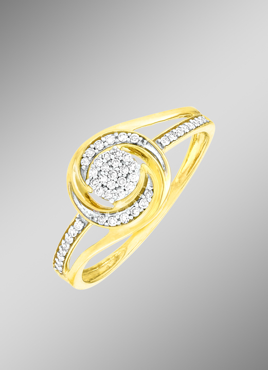 Ringen - Hoogwaardige damesring met diamanten, in Größe 160 bis 220, in Farbe