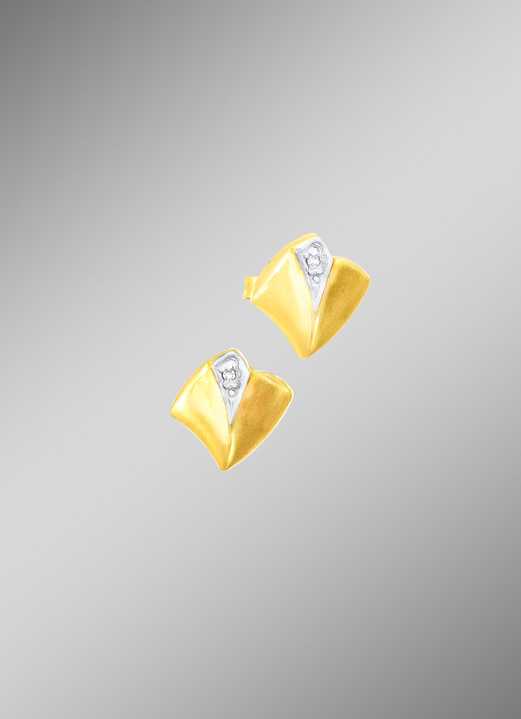 Oorbellen - Chique bicolor oorknopjes met diamanten, in Farbe