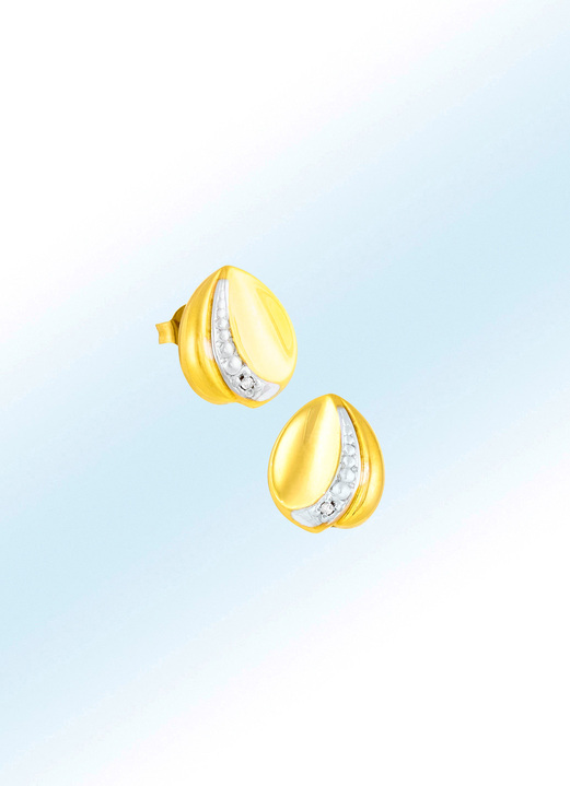 Oorbellen - Tweekleurige oorbellen met diamanten, in Farbe