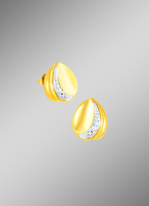 Oorbellen - Tweekleurige oorbellen met diamanten, in Farbe  Ansicht 1