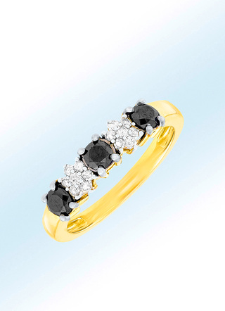 Vrouwenring met zwart-witte diamanten
