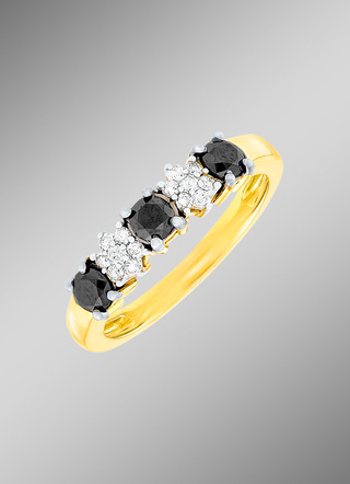 Vrouwenring met zwart-witte diamanten