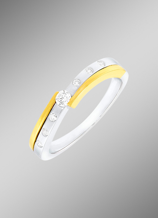 Ringen - Elegante damesring in bicolor, in Größe 160 bis 220, in Farbe  Ansicht 1