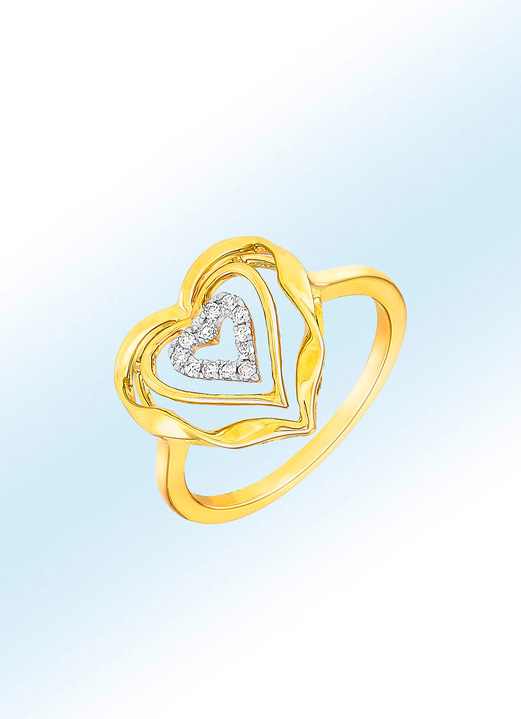 Ringen - Hart-damesring met diamanten, in Größe 160 bis 220, in Farbe