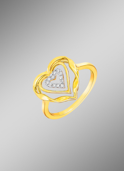 Ringen - Hart-damesring met diamanten, in Größe 160 bis 220, in Farbe  Ansicht 1