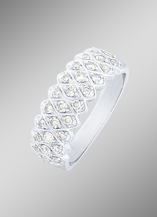 Ringen - Populaire damesring met 28 diamanten, in Größe 160 bis 220, in Farbe