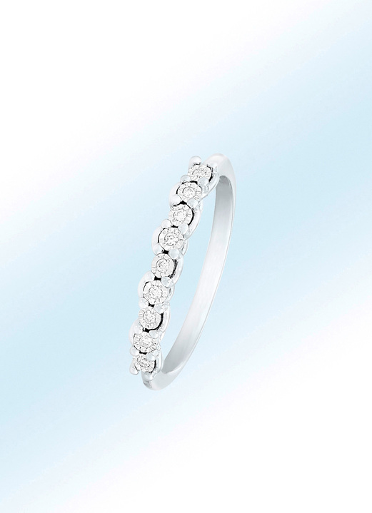 Ringen - Prachtige damesring met 9 briljanten, in Größe 160 bis 220, in Farbe