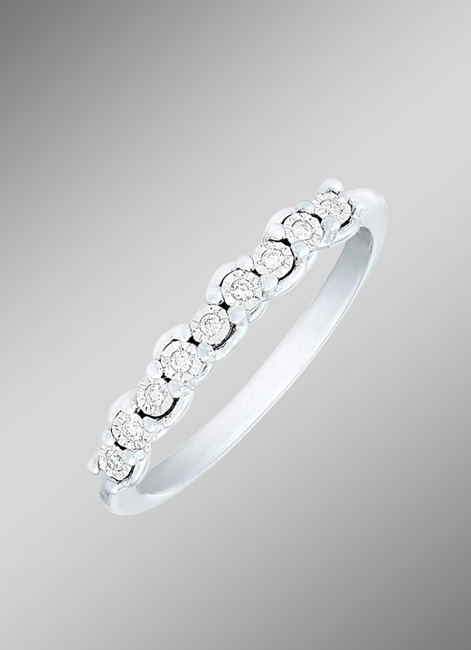 Ringen - Fijne damesring met 9 briljant geslepen diamanten, in Größe 160 bis 220, in Farbe  Ansicht 1