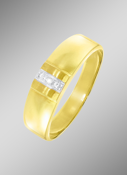 Ringen - Geweldige damesring in bicolor met diamant, in Größe 160 bis 210, in Farbe  Ansicht 1