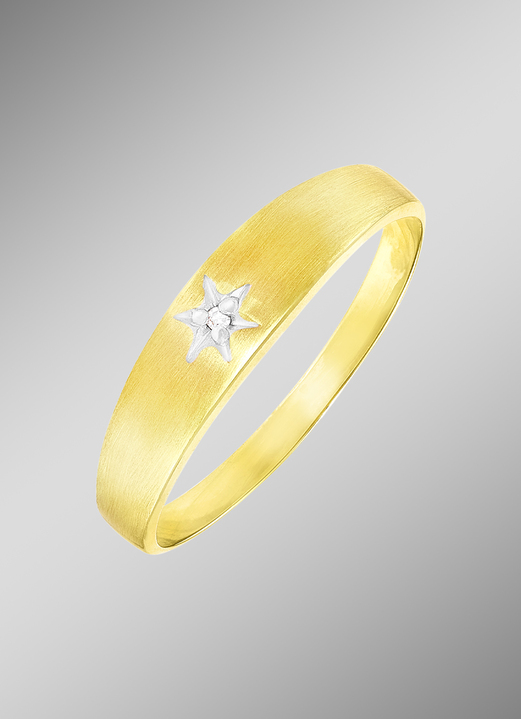 Ringen - Prachtige damesring in bicolor met diamant, in Größe 160 bis 220, in Farbe