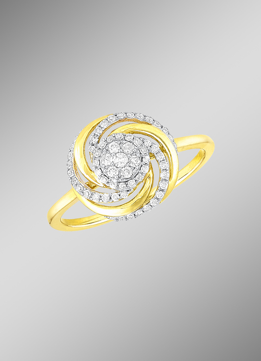 Ringen - Interessante damesring met 7 briljant geslepen diamanten en 49 diamanten, in Größe 160 bis 220, in Farbe  Ansicht 1