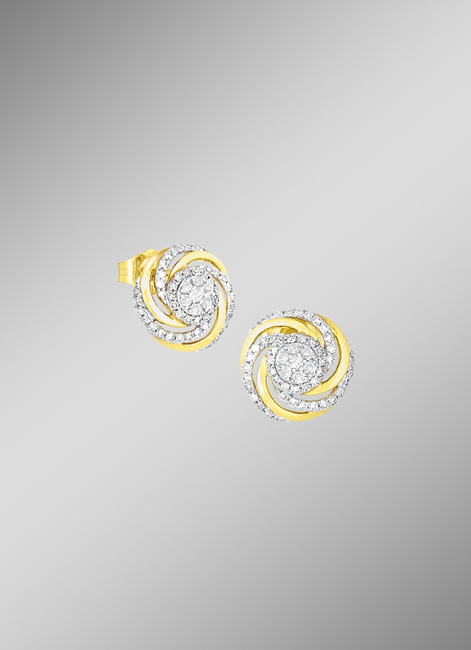 Oorbellen - Interessante oorbellen met 14 briljant geslepen diamanten en 90 diamanten, in Farbe  Ansicht 1