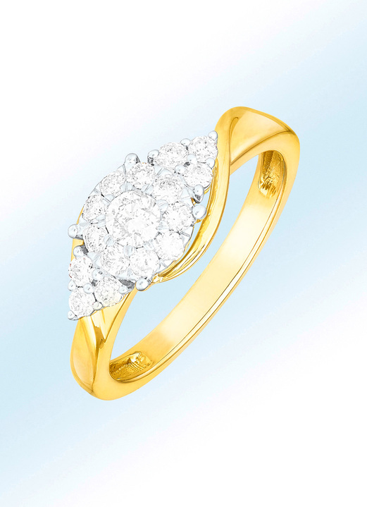 Ringen - Hoogwaardige damesring met 16 diamanten, in Größe 160 bis 220, in Farbe