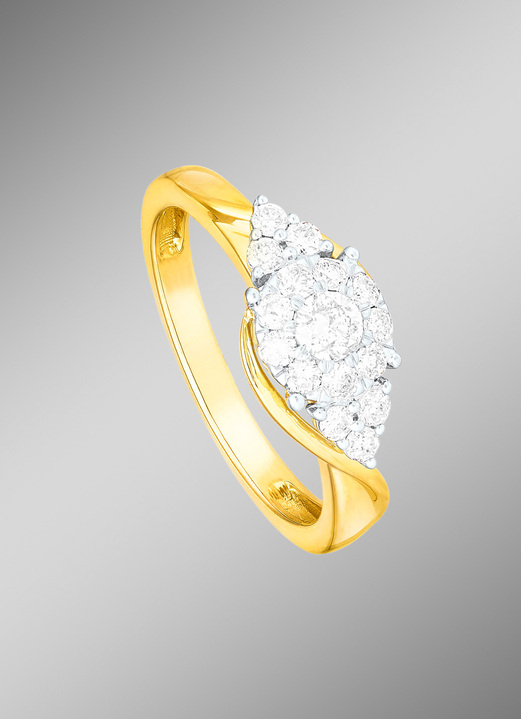 Ringen - Hoogwaardige damesring met 16 briljant geslepen diamanten, in Größe 160 bis 220, in Farbe  Ansicht 1