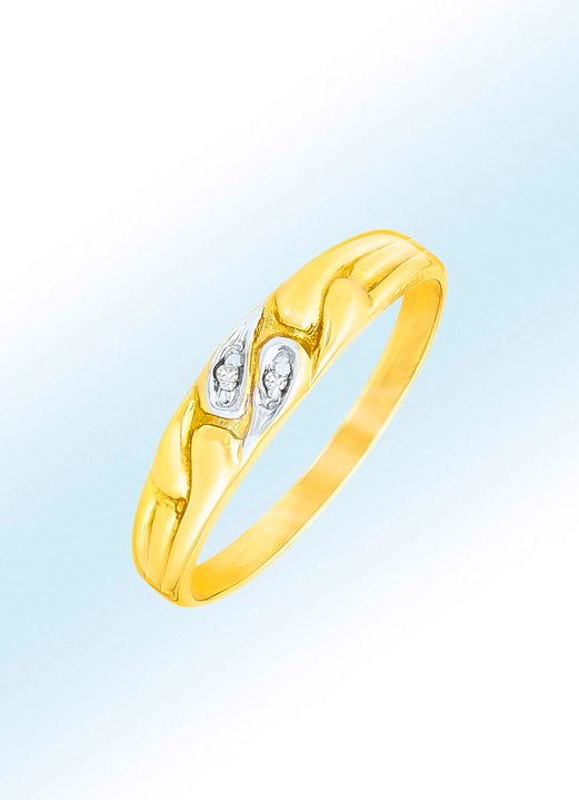 Ringen - Damesring, tweekleurig, met diamant, in Größe 160 bis 220, in Farbe