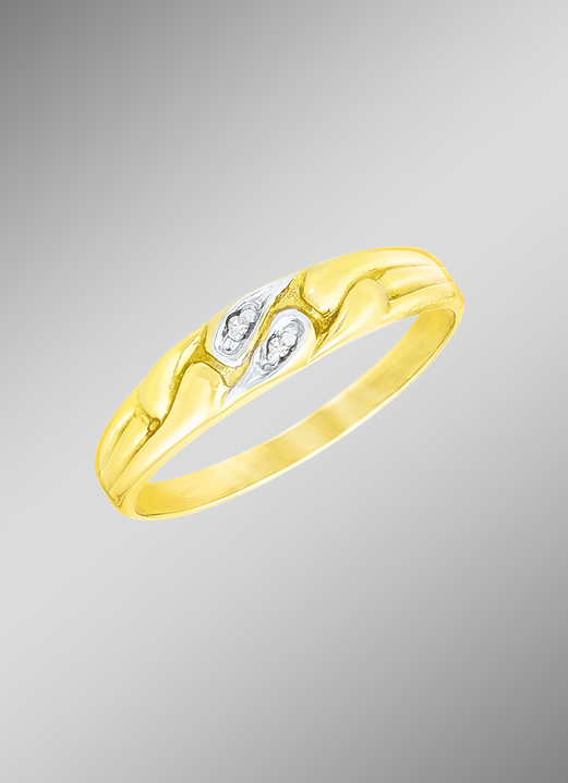 Ringen - Damesring, tweekleurig, met diamant, in Größe 160 bis 220, in Farbe  Ansicht 1