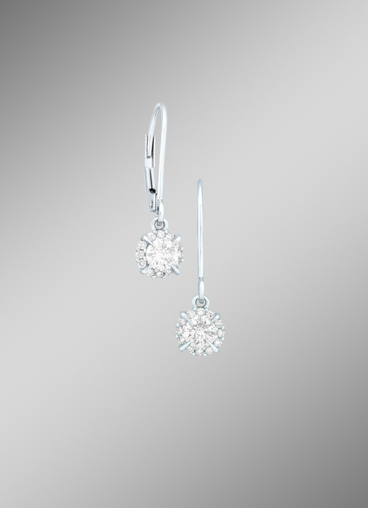 - Klassieke oorbellen met diamanten, in Farbe