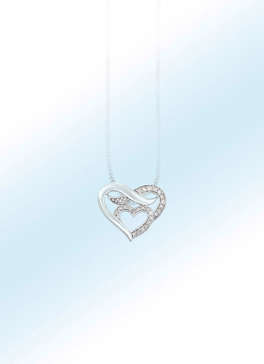Hangers - Hart-kettinghanger met diamanten, in Farbe