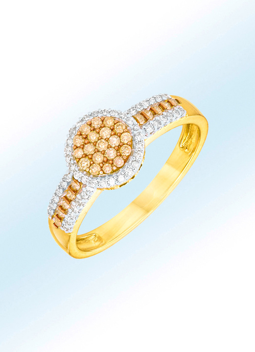 Ringen - Damesring met 29 diamanten, tlb en 40 witte diamanten, in Größe 160 bis 220, in Farbe