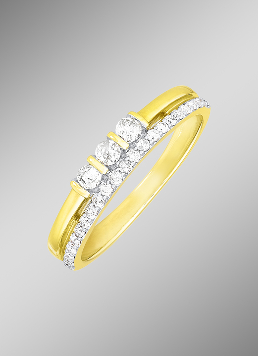 Ringen - Originele damesring met 26 briljant geslepen diamanten, in Größe 160 bis 220, in Farbe