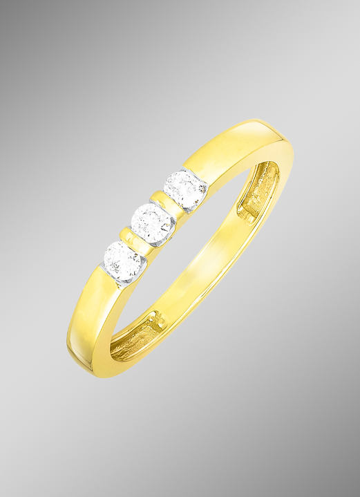 Ringen - Elegante damesring met 3 briljanten, in Größe 160 bis 220, in Farbe