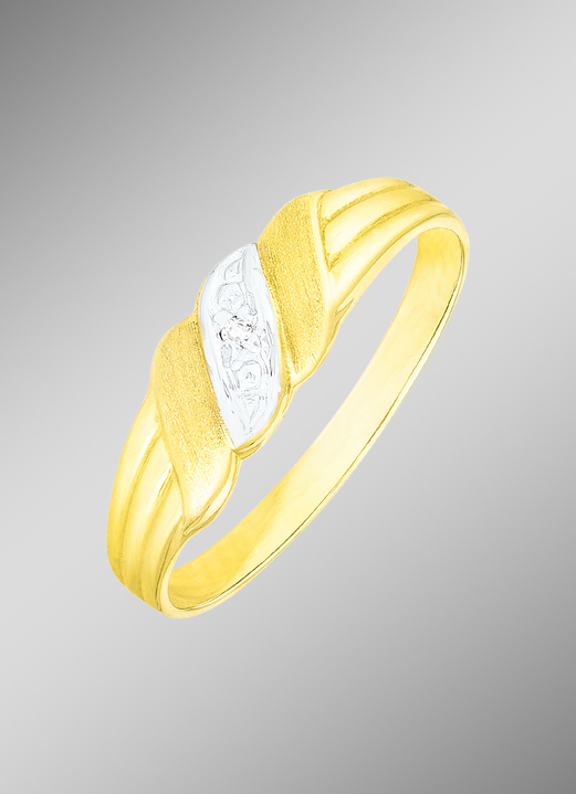 Ringen - Klassieke damesring in bicolor met diamant, in Größe 160 bis 220, in Farbe