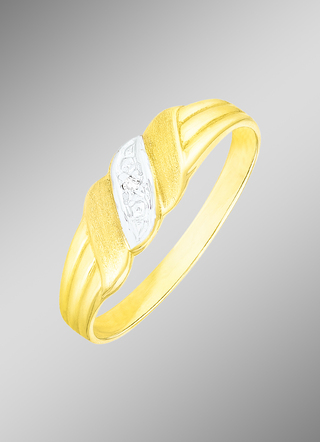 Klassieke damesring in bicolor met diamant