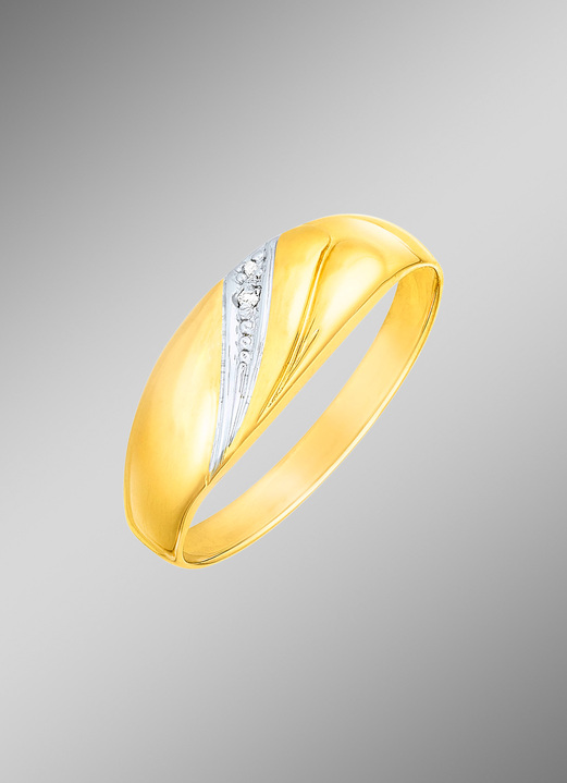 Ringen - Elegante vrouwenring in bicolor met diamant, in Größe 160 bis 220, in Farbe  Ansicht 1