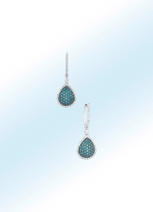 Oorbellen - Oorbellen met 94 witte en 84 blauwe diamanten, in Farbe