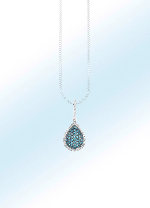 Hangers - Hanger met 42 witte en 42 blauwe diamanten, in Farbe