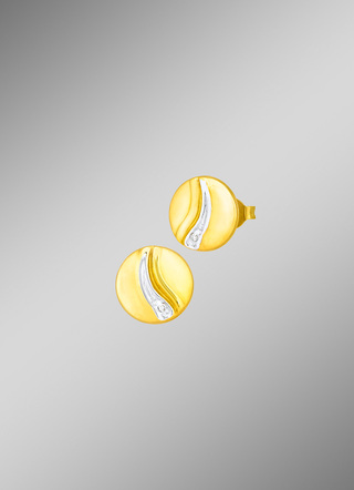 Chique stud oorbellen in bicolor met 2 diamanten