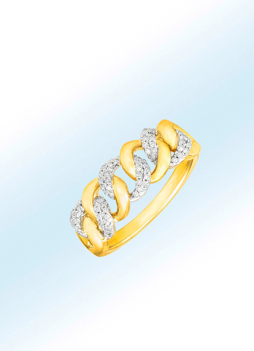 Ringen - Mooie vrouwenring in bicolor met 75 diamanten, in Größe 160 bis 220, in Farbe